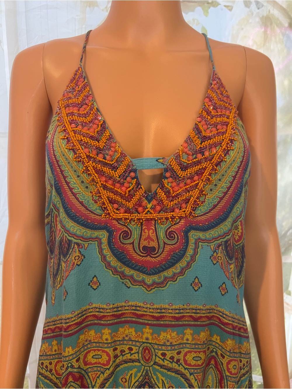 Hale Bob Turquoise Paisley-Print Spaghetti-Strap Maxi Dress - Picture 4 of 8